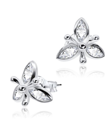 CZ Leaves Shaped Silver Stud Earring STS-3278